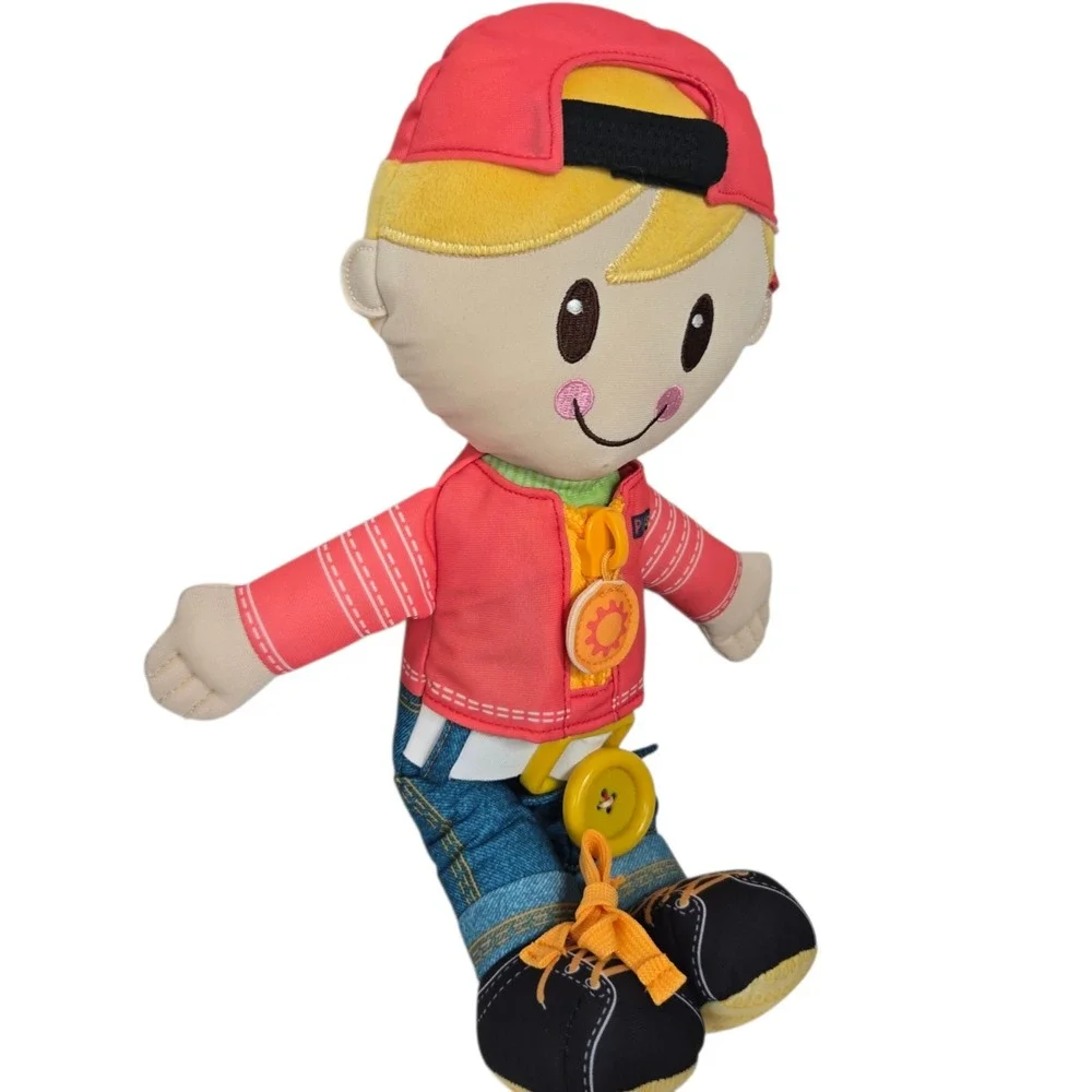 Playskool Dressy Kids Plush Boy Doll Learn To Dress Teaching‎ Toy Zipper Shoes